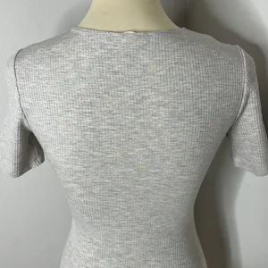Reformation Jeans Gray Ribbed Mini Dress Shirt Dress Kendy Knit Dress‎ thumbnail 8
