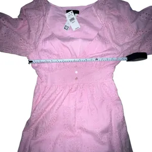 Sanctuary Pink Eyelet Maxi Dress Puff Sleeve Tiered Cotton Blend Size 6 V Neck thumbnail 6