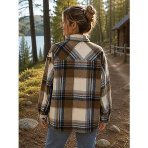 ZARA Wool Alpaca‎ Plaid Shacket Shirt Jacket Pockets Outdoors Preppy Medium thumbnail 7