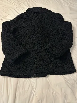 Lustrelam by Halldon LTD Vintage Curly Persian Classic Black Peacoat - Size M? thumbnail 4