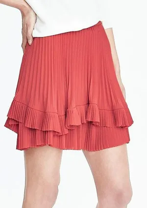 Banana Republic Women's Red Tiered Mini Skirt Size 4 thumbnail 1