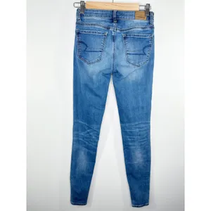 American Eagle Super Stretch X Hi-Rise Blue Denim Jeggings‎ Women's Size 0 Long thumbnail 2