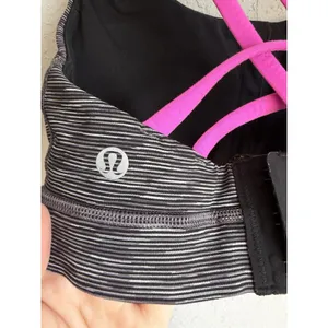 Lululemon Energy Bra Wild Black White Stripe Medium Support Sports Bra Womens 4 thumbnail 4