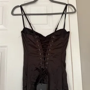 Outcast Lace Corset Tie Black Gothic Maxi Dress thumbnail 7