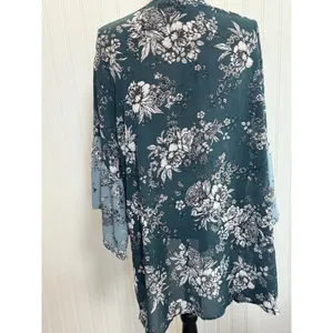 Maurice Floral Mixed Print Kimono Cover Blue Teal Size L thumbnail 5