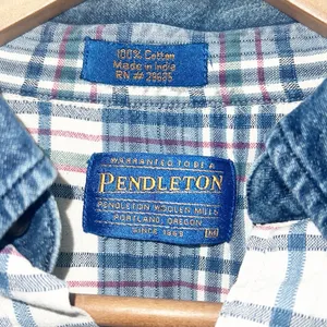 Pendleton Women’s 100% Cotton Blue White Long Sleeve Casual Button Front Shirt thumbnail 6