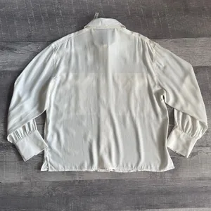 Madewell NEW 100% Silk Utility Pocket Button Up Shirt Women XL Cream Classic thumbnail 7