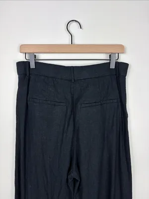 Abercrombie Linen Wide Leg Trousers Pants Black Women’s Size 30 10 Pleated thumbnail 8