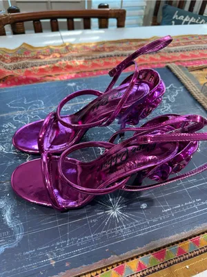 Cape Robbin Magenta Metallic 3D Floral Stiletto Sandals – Size 7.5 thumbnail 7