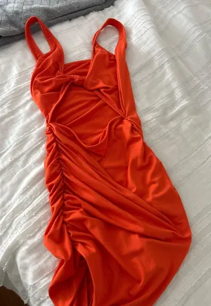 Amazon Neon Orange Cut Out Dress thumbnail 1