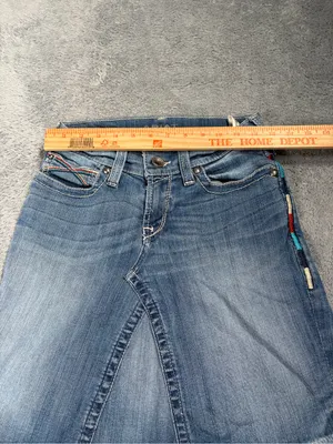 Ariat Denim Blue Distressed Denim Jean Bermuda Skirt 26R thumbnail 5