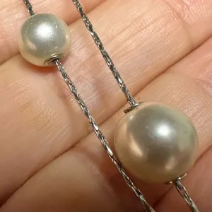 Silver tone faux pearl dainty necklace thumbnail 2