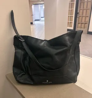 London Fog Black Pebbled Leather Shoulder Bag Preowned thumbnail 1