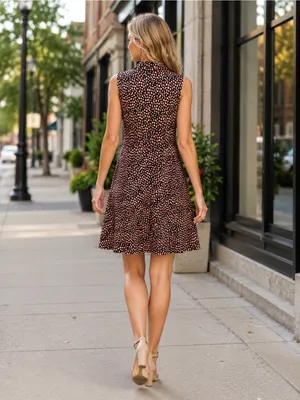 Ava & Grace Retro Black and Orange Printed Zip-Front Mini Dress thumbnail 2