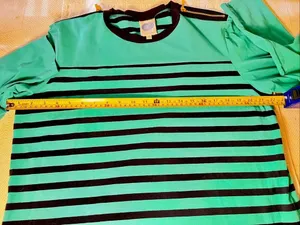 Diane Gilman DG2 Striped Long Sleeve Blue/Green W Gold Zipper Shoulder Accent XL thumbnail 7