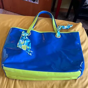 Taylor Swift By Blue and Green Vinyl Tote With Ribbon Vintage and Rare thumbnail 1