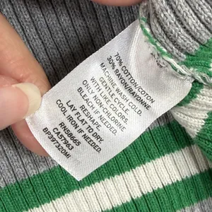 BP Gray Green Striped Ribbed Knit Sweater Womens Small‎ Crew Neck Lettuce Hem thumbnail 5