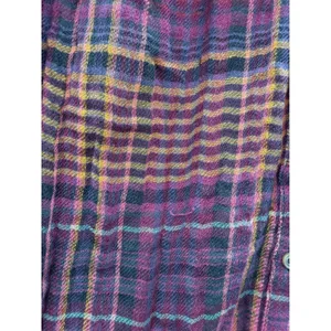 Free People Come On Over Tunic XS Purple Orange Plaid Raw Hem Gauze Boho‎ Top thumbnail 8