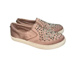 Steve Madden Glandi Pink‎ Satin Studded Slip-On Platform Sneakers 7.5 thumbnail 2
