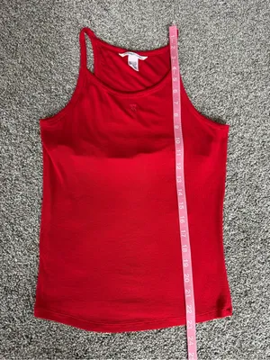 Victoria’s Secret Red Ribbed Tank Top Logo Y2K Basic Size Medium thumbnail 8