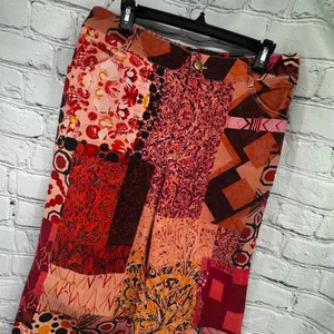 Boho Colorful Jeans Women's XL High Rise Stretch Patchwork Look Festival thumbnail 1