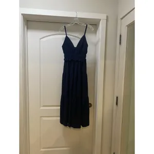 En Saison Dress Womens XS Blue Ruffle Tiered V Neck Strappy Midi Sundress thumbnail 2