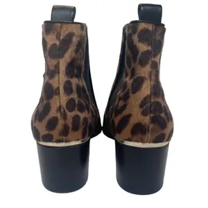 Nine West Leopard Animal Print Faux Fur Ankle Boots Block Heel Slip On Size 7.5 thumbnail 5