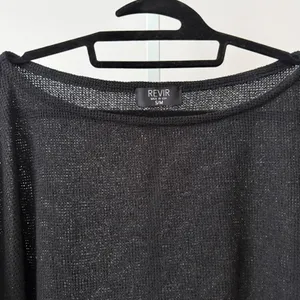 REVIR Whimsigoth Goth Boho Relaxed Sheer Knit Boat Neck Boxy Sweater S/M Black thumbnail 2