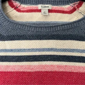 LL Bean Women’s Striped Cotton Sweater Multicolored Size Small Blue, Pink, Cream thumbnail 8