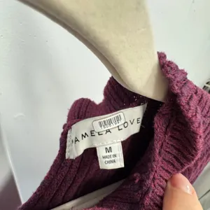 Pamela‎ Love Midi Sweater Dress Women Medium Maroon Long Sleeve A-Line Knit thumbnail 9