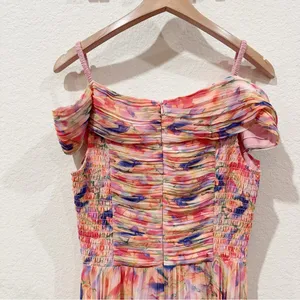 ASTR Leonara Off Shoulder Maxi Dress Peach Multi One Size NWT thumbnail 12