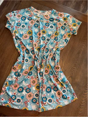 Women's Joyspun Floral Pajama Dress Size S Blue Pink EXCELLENT CONDITION thumbnail 1