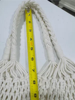Boho Macramé Cotton Rope Market Tote Bag | Handmade Ivory Woven Beach Shopper thumbnail 9