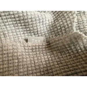 Aritzia Tna Thermal Waffle Knit Cowl Neck Top Grey Curved Hem Long Sleeve XS thumbnail 6