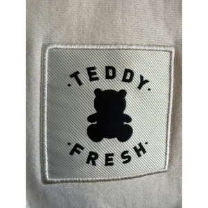 Teddy Fresh Cream‎ Full Zip Hoodie 100% Cotton Fleece Bear Zipper Pull Off White thumbnail 4