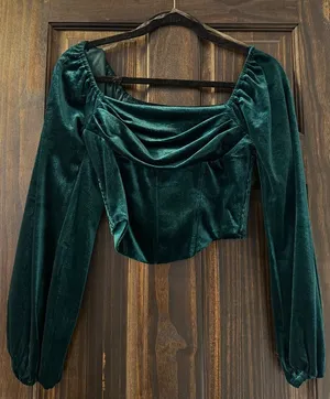 Altar’d State Green Velvet Top thumbnail 1