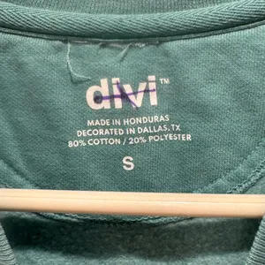 Divi Sweatshirt Women Small‎ Teal Green Varsity Logo Crew Neck Pullover thumbnail 5