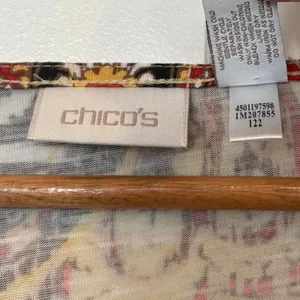 Chico’s‎ Brown And Orange Ruched Sleeve Top Size 2 (Large) thumbnail 6