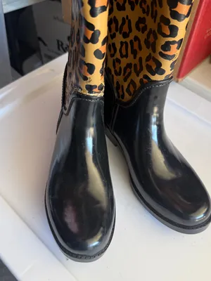 Coach Leopard Print Winter Rain Boots - Black & Tan 7 thumbnail 6