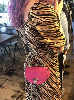 Animal print wrap dress Orange thumbnail 1