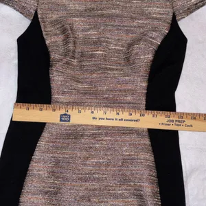 MOUILINETTE SOEURS Anthropologie Tweed Sheath Dress‎ Cap Sleeve Black Paneled thumbnail 9