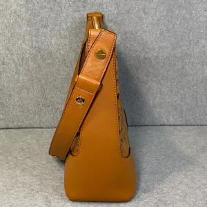 Discontinued MCM Klara Monogram Visetos Hobo Cognac Brown‎ Leather Luxury FLAW thumbnail 6