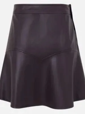 Women’s Faux Leather A-Line Skirt - Dark Brown thumbnail 2