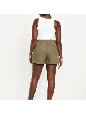 Old Navy High Rise Linen Blend Pull On Shorts in Olive Green Size XL thumbnail 2