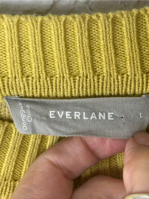 EVERLANE Floral Cotton Merino Wool Crew Neck Puff Sleeve Sweater Size M thumbnail 3