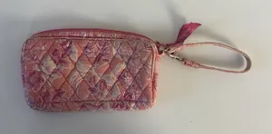 Vera Bradley Zip Top Wristlet Hope Toile Pink Coral Floral Retired 2006 thumbnail 1