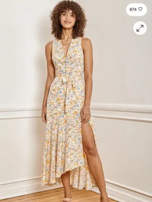 Lulus Watching the Blooms Yellow Floral Print High-Low Midi Dress thumbnail 3