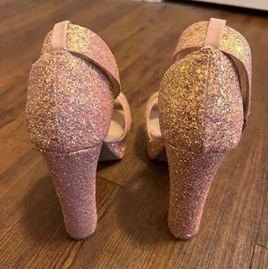 Qupid Pink Sparkle Platform Heels thumbnail 4