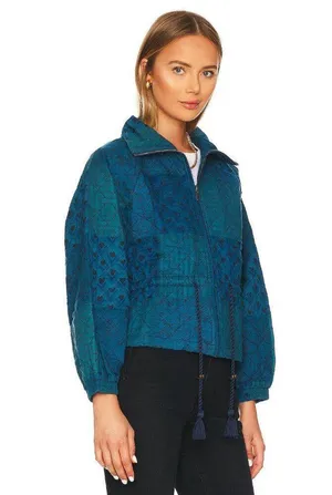 Cleobella Quilted Patchwork Lightweight Jacket Indigo Womens Size Small thumbnail 6
