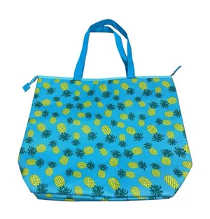 Tropical Blue Pineapple Print Lunch Tote Bag Beach Pool Travel Insulated Bag thumbnail 1